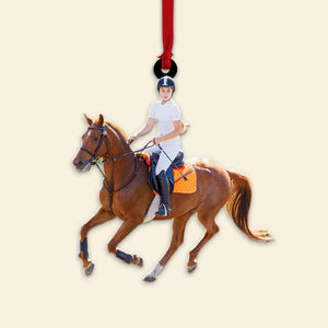 Personalized Custom Photo Ornament, Christmas Gift For Horse Riding Lover - Ornament - GoDuckee