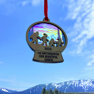 Big Foot family, TT, Personalized 2 Layer Mix Ornament, Gifts For Family, Unique Christmas Gifts, Christmas Tree Decorations - Ornament - GoDuckee