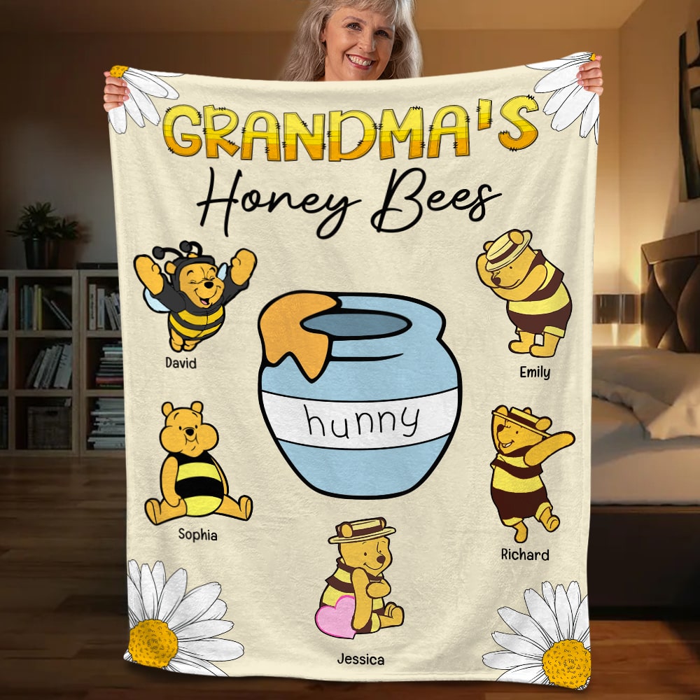 Personalized Gifts For Grandma Blanket Grandma's Honey Bees 01htqn150224 - Blankets - GoDuckee