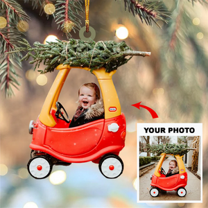 Custom Photo Gifts For Family, Upload Kid Driving Toy Car Photo Christmas Ornament 39pgvp140924 - Ornament - GoDuckee