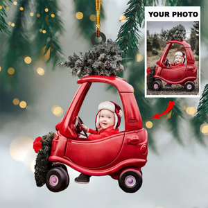 Custom Photo Gifts For Family, Upload Kid Driving Toy Car Photo Christmas Ornament 39pgvp140924 - Ornament - GoDuckee