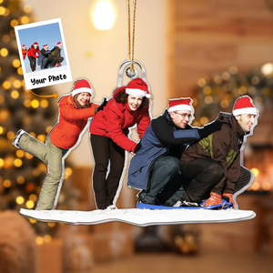 Custom Photo Gifts For Family, Upload Playing In The Snow Photo Christmas Ornament 37pgvp140924 - Ornament - GoDuckee