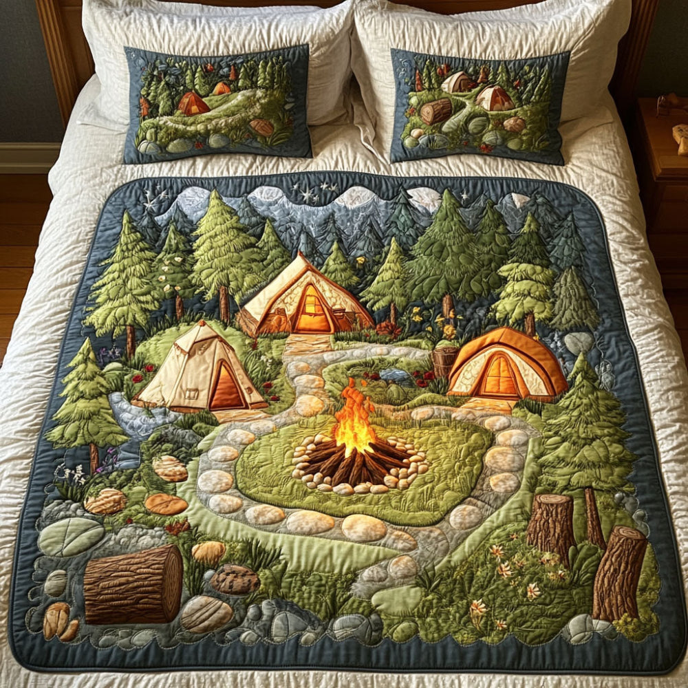 Gifts For Camping Lovers Quilt Bed Set Cozy Tents - Blanket - GoDuckee