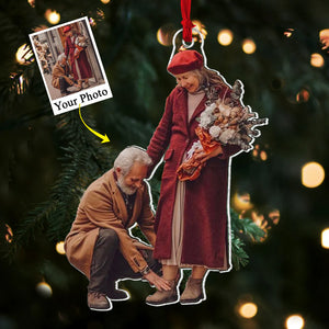 Custom Photo Gifts For Couple, Upload Old Couple Photo Christmas Ornament 21pgxx290824 - Ornament - GoDuckee