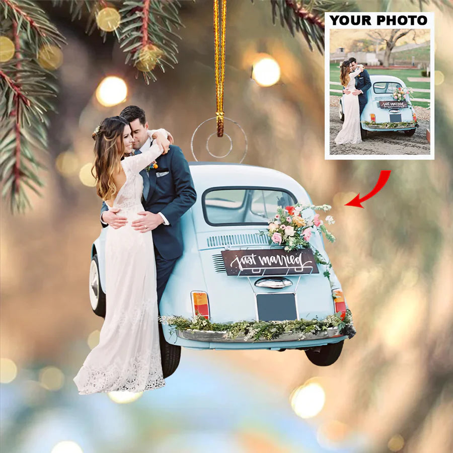 Custom Photo Gifts For Couple, Upload Wedding Photo Christmas Ornament 18pgvp140924 - Ornament - GoDuckee