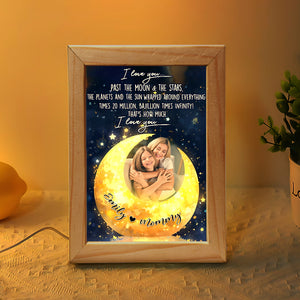 Custom Photo Gifts For Mom Light Box Frame I Love You Past The Moon - Canvas Print - GoDuckee