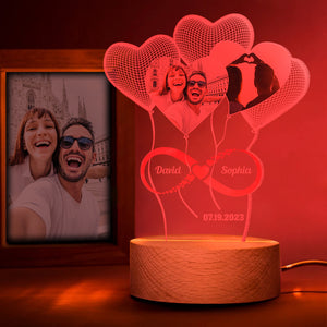 Anniversary Gifts For Couple, Personalized Led Night Light Wood Base, Valentine's Day Gifts - Led Night Light - GoDuckee