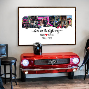 Love On The Highway, Custom Photo Semi-trailer Truck Driver Couple Canvas Print, Gift For Couple, Valentine's Day Gift - Poster & Canvas - GoDuckee