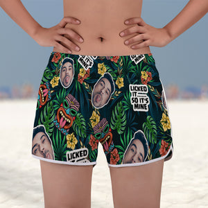 Couple Licked It So It's Mine Personalized Couple Beach Shorts - Beach Shorts - GoDuckee