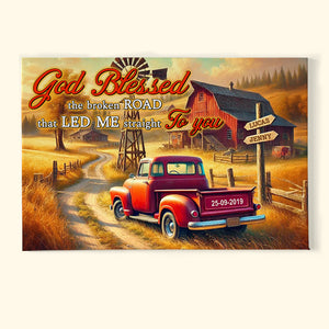 Personalized Gifts For Couple Canvas Print 02qhtn121224 God Blessed The Broken Road That Led Me Straight To You - Poster & Canvas - GoDuckee