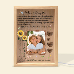 Custom Photo Gifts For Mom Light Frame Mom And Daughters Their Hearts As One Mother's Day Gifts - Canvas Print - GoDuckee