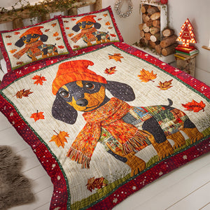 Dachshund Dog Christmas Quilt Bed Set Gifts For Dog Lovers 05HUDT041124 - Blanket - GoDuckee