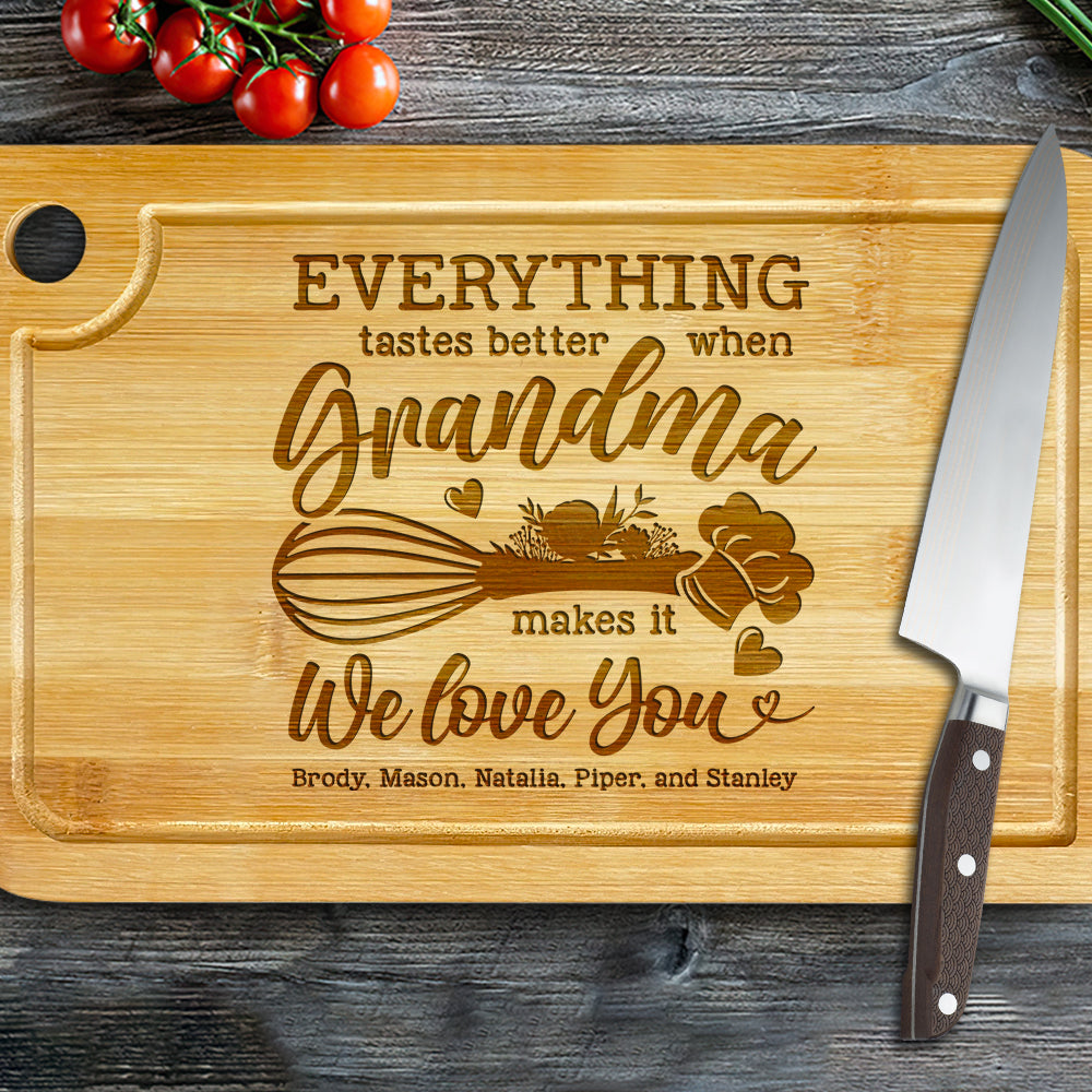 Grandma We Love You, Personalized Engraved Cutting Board, Gifts For Grandma - Home Decor - GoDuckee