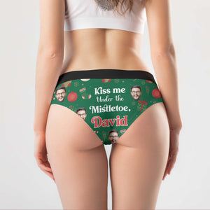 Custom Photo Gift for Him, Kiss Me Under The Mistletoe Couple Brief 031TOMH240924 - Boxer Briefs - GoDuckee