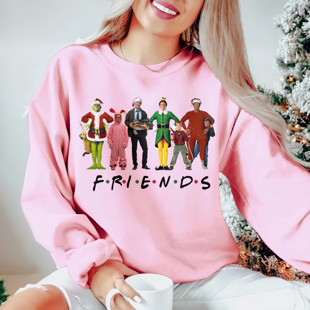 Christmas Friends Movie Characters Sweatshirt 53acxx260824 - Shirts - GoDuckee