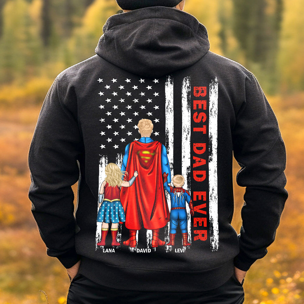 Hero Dad and American Flag - Personalized Father's Day Gifts For Dad Shirts - Shirts - GoDuckee