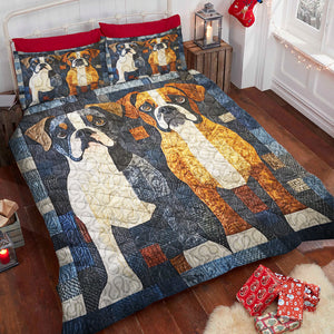 Boxers Dog Christmas Quilt Bed Set Gifts For Dog Lovers 04HUDT081124 - Blanket - GoDuckee