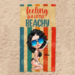 Feeling A Little Beachy- Personalized Beach Towel- Summer Girl Beach Towel - Beach Towel - GoDuckee