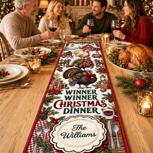 Winner Winner Christmas Dinner Quilted Table Runner - Personalized Christmas Gifts 07padt150826