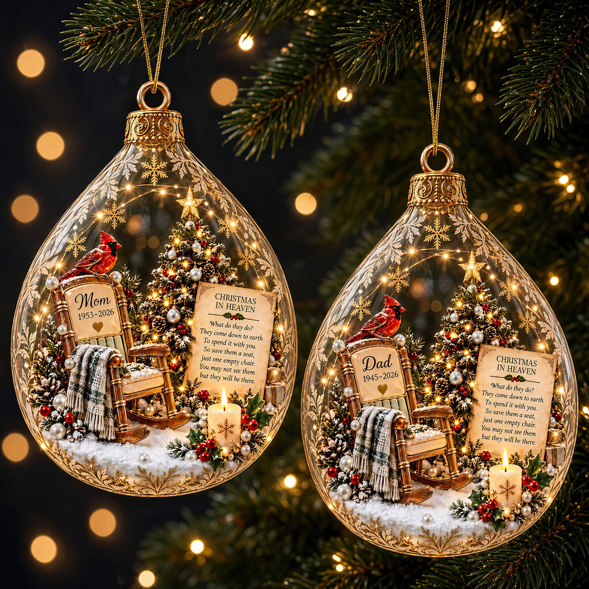 Christmas In Heaven Cardinal Ornament - Personalized Memorial Gift 07PADT300926 - Ornament - GoDuckee