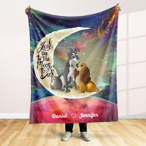 I Love You To The Moon And Back, Couple Gift, Personalized Blanket, Cartoon Duck Couple Blanket 02QHHN030124-1 - Blanket - GoDuckee