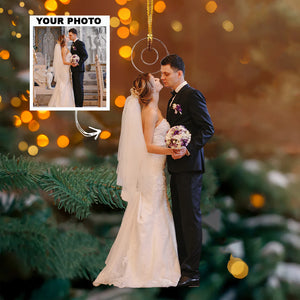 Custom Photo Gifts For Married Couple, Upload Wedding Photo Christmas Ornament 36pgvp140924 - Ornament - GoDuckee