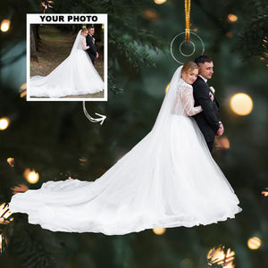 Custom Photo Gifts For Married Couple, Upload Wedding Photo Christmas Ornament 36pgvp140924 - Ornament - GoDuckee