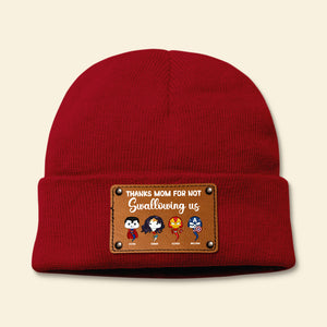 Personalized Gifts For Mom Knitted Hat Thanks For Not Swallowing Us 05acdt220324ha - Hat - GoDuckee