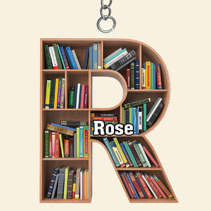 Personalized Gifts For Book Lover Keychain Alphabet Bookshelf - Keychains - GoDuckee