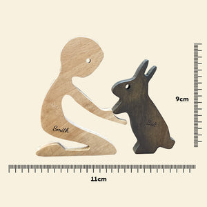Personalized Man With Rabbit Wood Puzzle, Unique Home Decoration For Rabbit Lovers 04acqg310823-tt - Wood Sign - GoDuckee