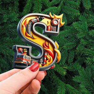 Custom Alphabet Letter Gifts For Fire Truck Lover Christmas Ornament 021xqtn241024 - Ornament - GoDuckee