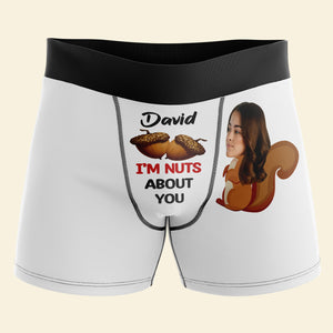 Wanna Taste My Secret Stash Of Nuts, Custom Couple Photo Men & Women Boxer Briefs, Gift For Couple, Valentine's Gifts - Boxer Briefs - GoDuckee