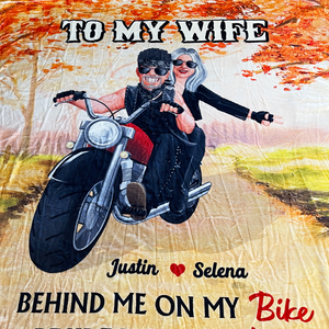 Biker Couple Behind Me On My Bike, Personalized Blanket, Couple's Autumn Trip - Blanket - GoDuckee