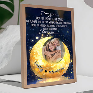 Custom Photo Gifts For Mom Light Box Frame I Love You Past The Moon - Canvas Print - GoDuckee