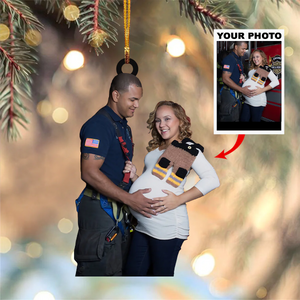 Custom Photo Gifts For Firefighters, Upload Firefighter Family Photo Christmas Ornament 31pgvp140924 - Ornament - GoDuckee