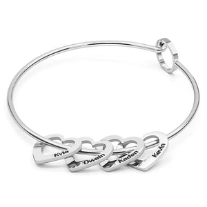 Personalized Gifts For Mom Bangles Heart Charms Engraved Names dr01-190124 - Bracelets - GoDuckee