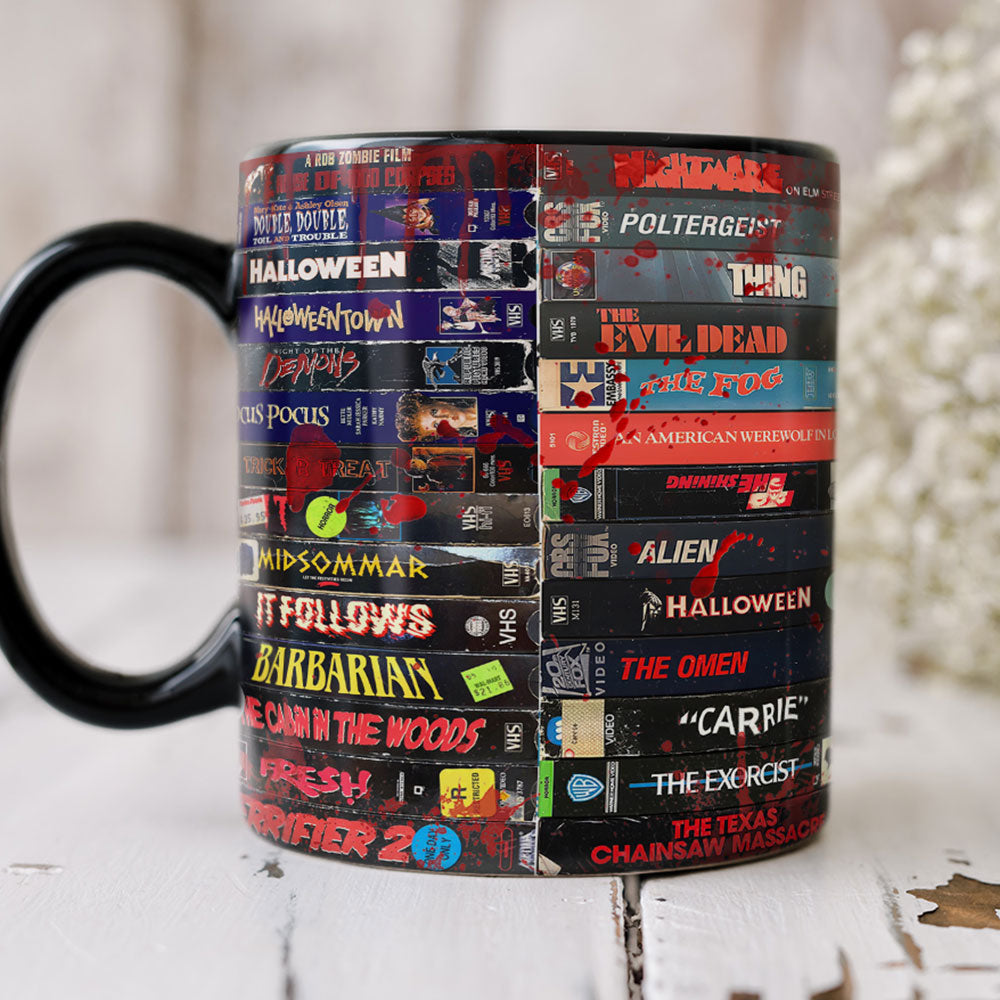 Personalized Gifts For Horror Movies Lover VHS Tape Black Mug 02NATI160824 - Coffee Mug - GoDuckee