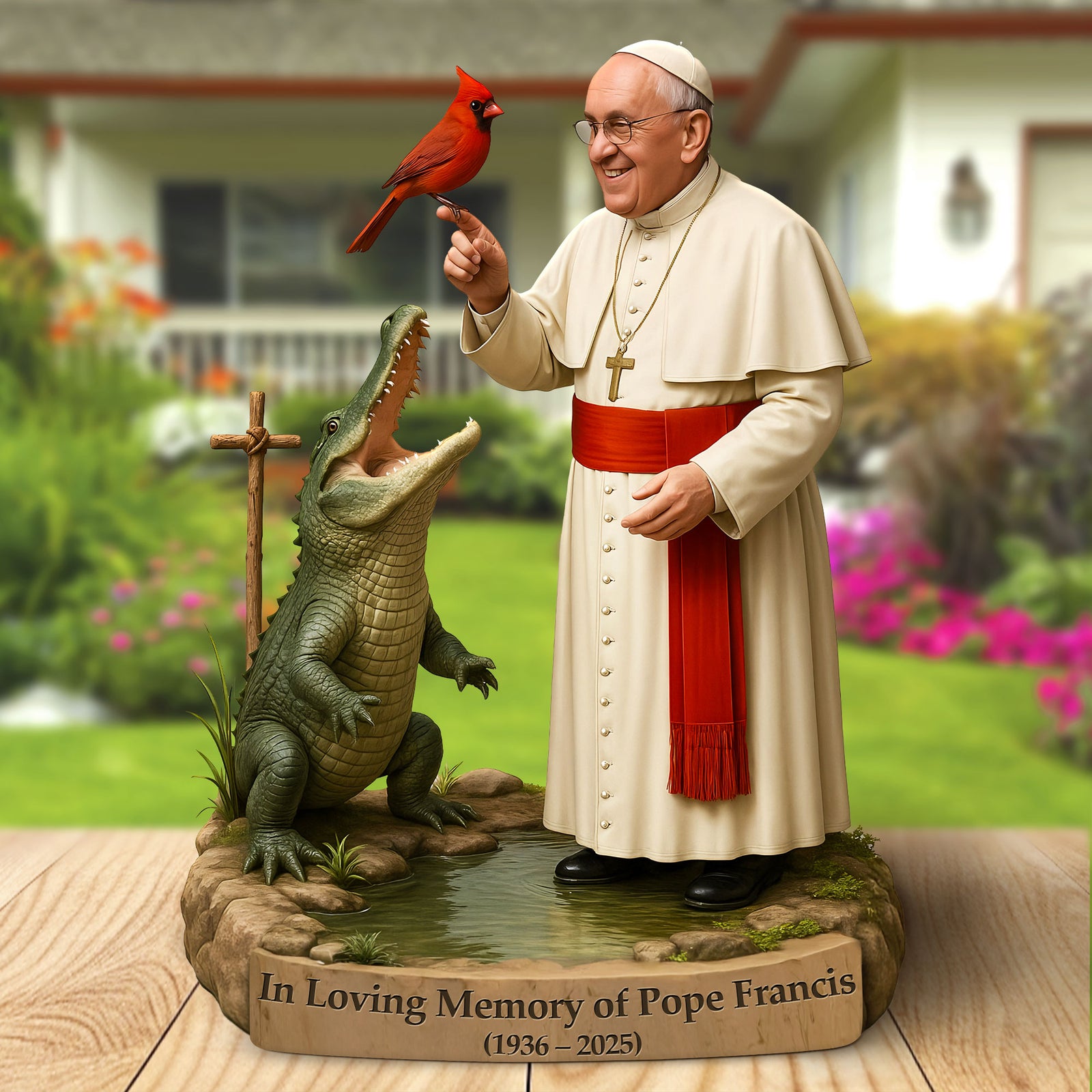 In Loving Memory Of Pope Francis Plaque - Gift For Christian 01OHTI220425 - Shaped Plaques - GoDuckee