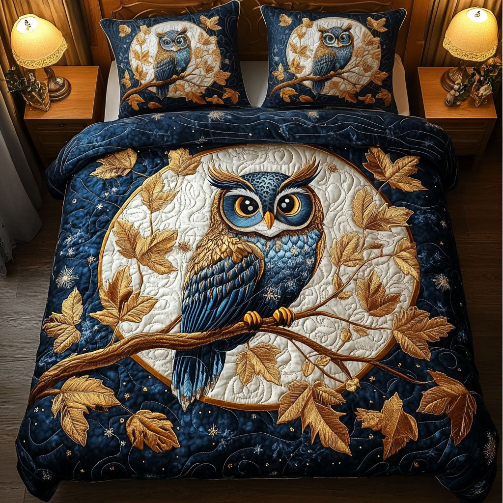 Gifts For Owl Lover Quilt Bed Set Autumn Owl - Blanket - GoDuckee