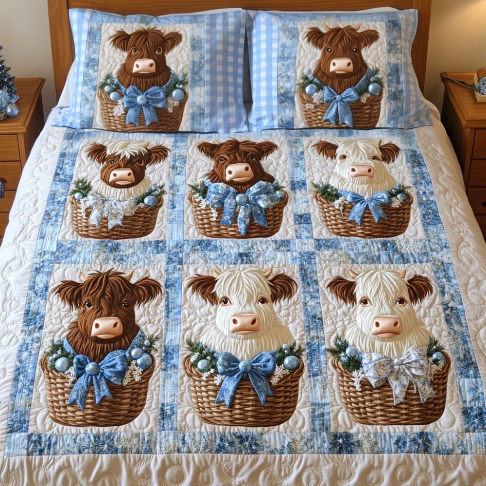 Gifts For Highland Cow Lovers Quilt Bed Set Basket Charms - Blanket - GoDuckee
