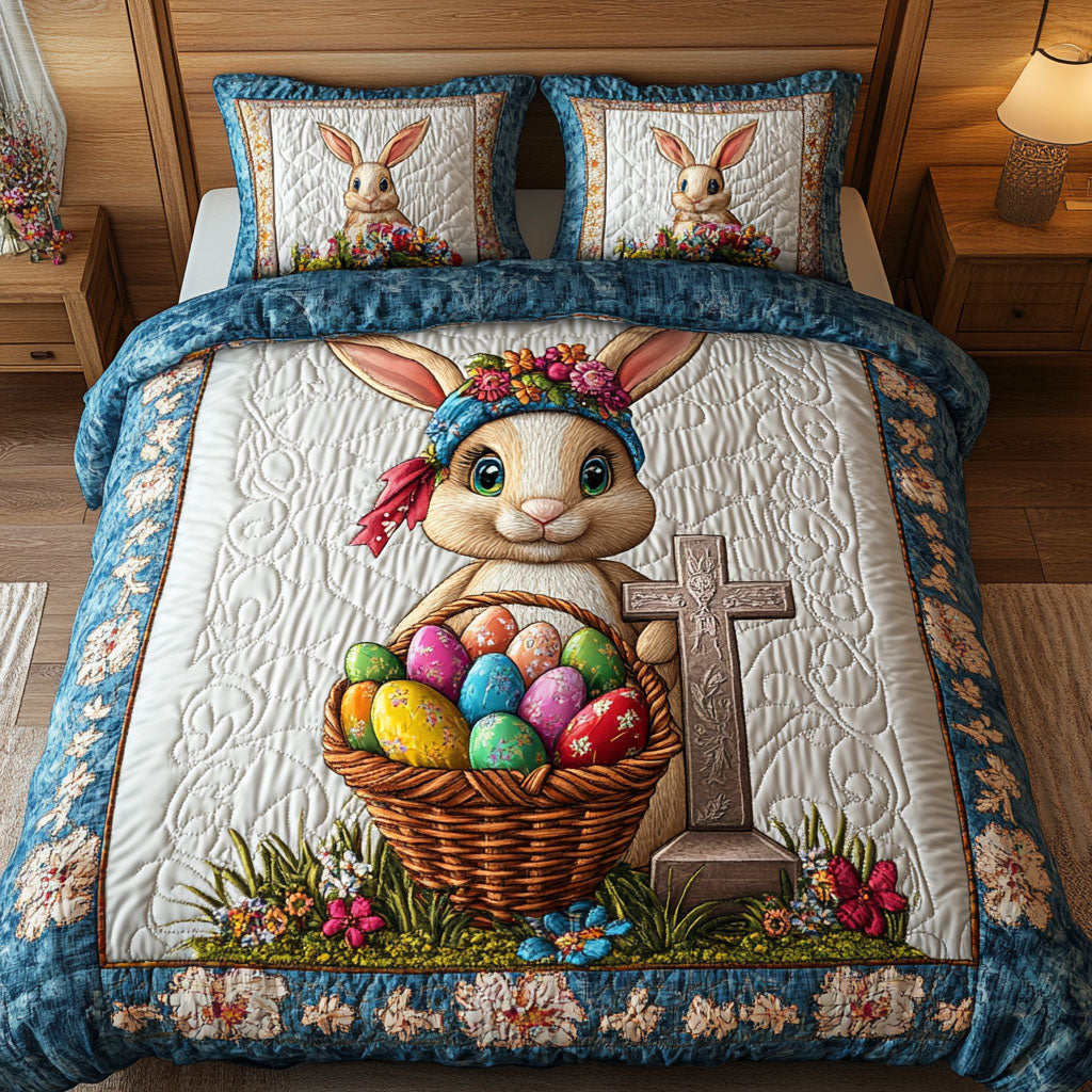 Gifts For Easter Quilt Bed Set Blossom Bunny Hope - Blanket - GoDuckee