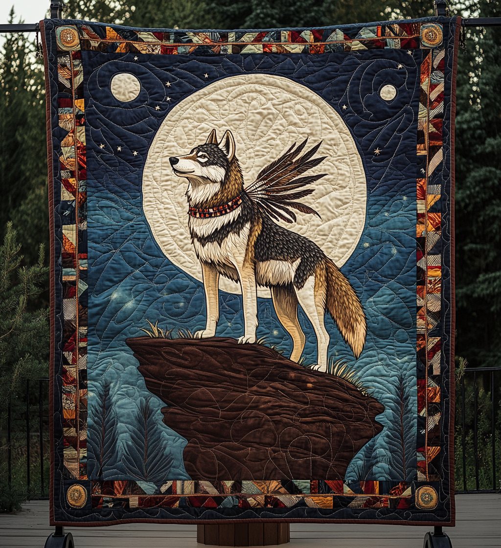 Gifts For Wolf Lover Blanket Brave Native Wolf - Blanket - GoDuckee