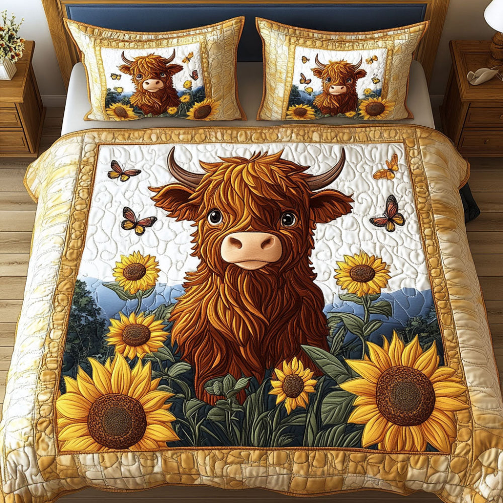 Gifts For Highland Cow Lovers Quilt Bed Set Butterfly Meadow - Blanket - GoDuckee