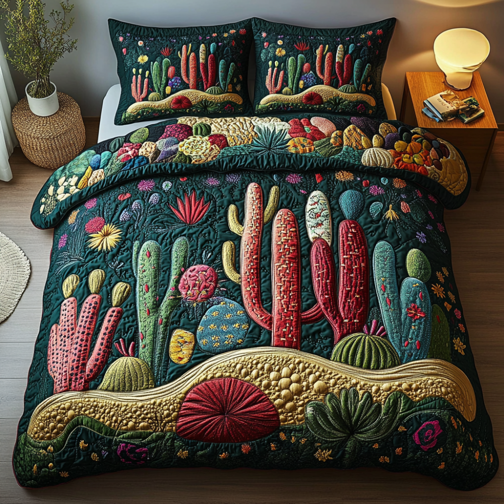 Gifts For Cactus Lovers Quilt Bed Set Cactus Charm - Blanket - GoDuckee