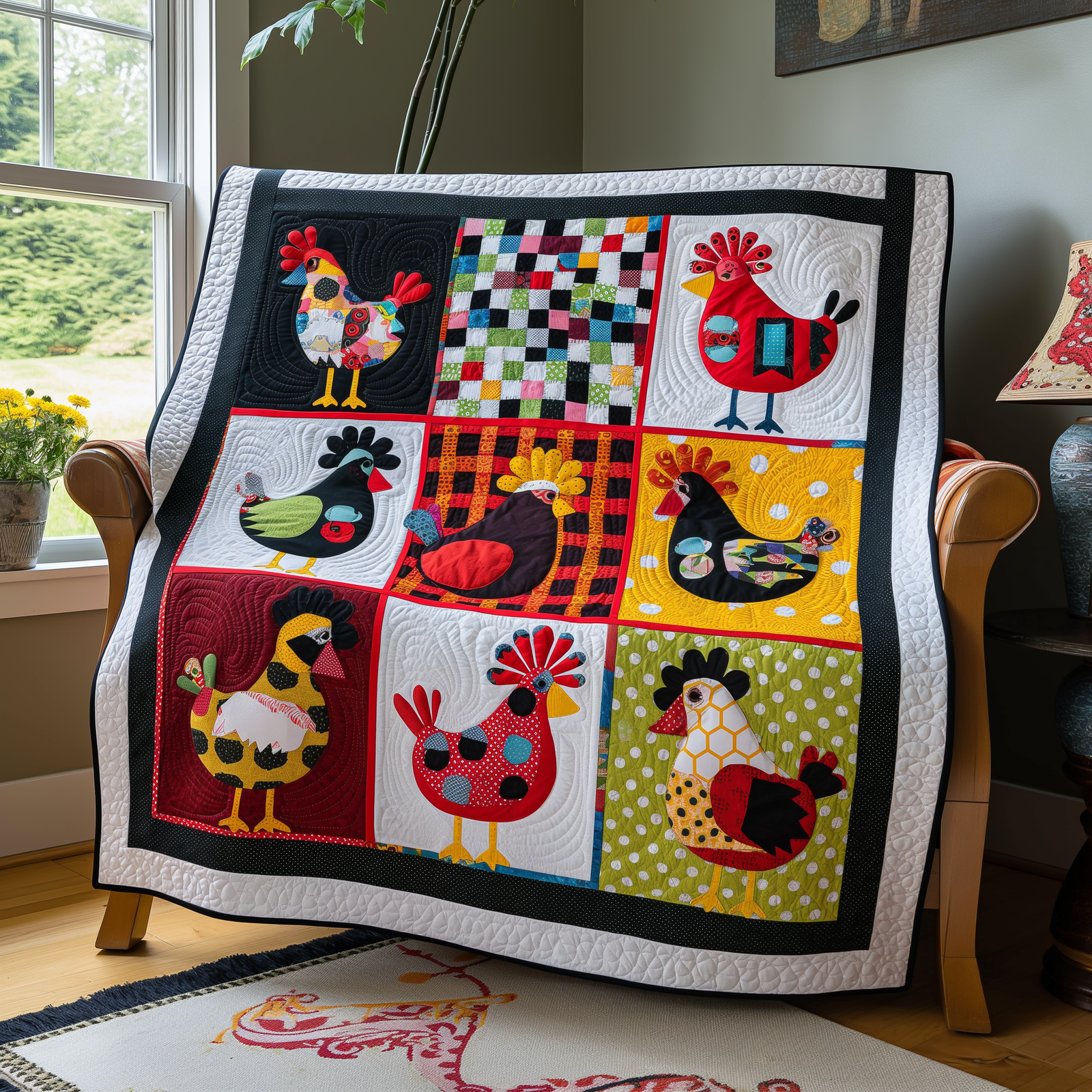 Gifts For Chicken Lover Blanket Chicken Mosaic - Blanket - GoDuckee