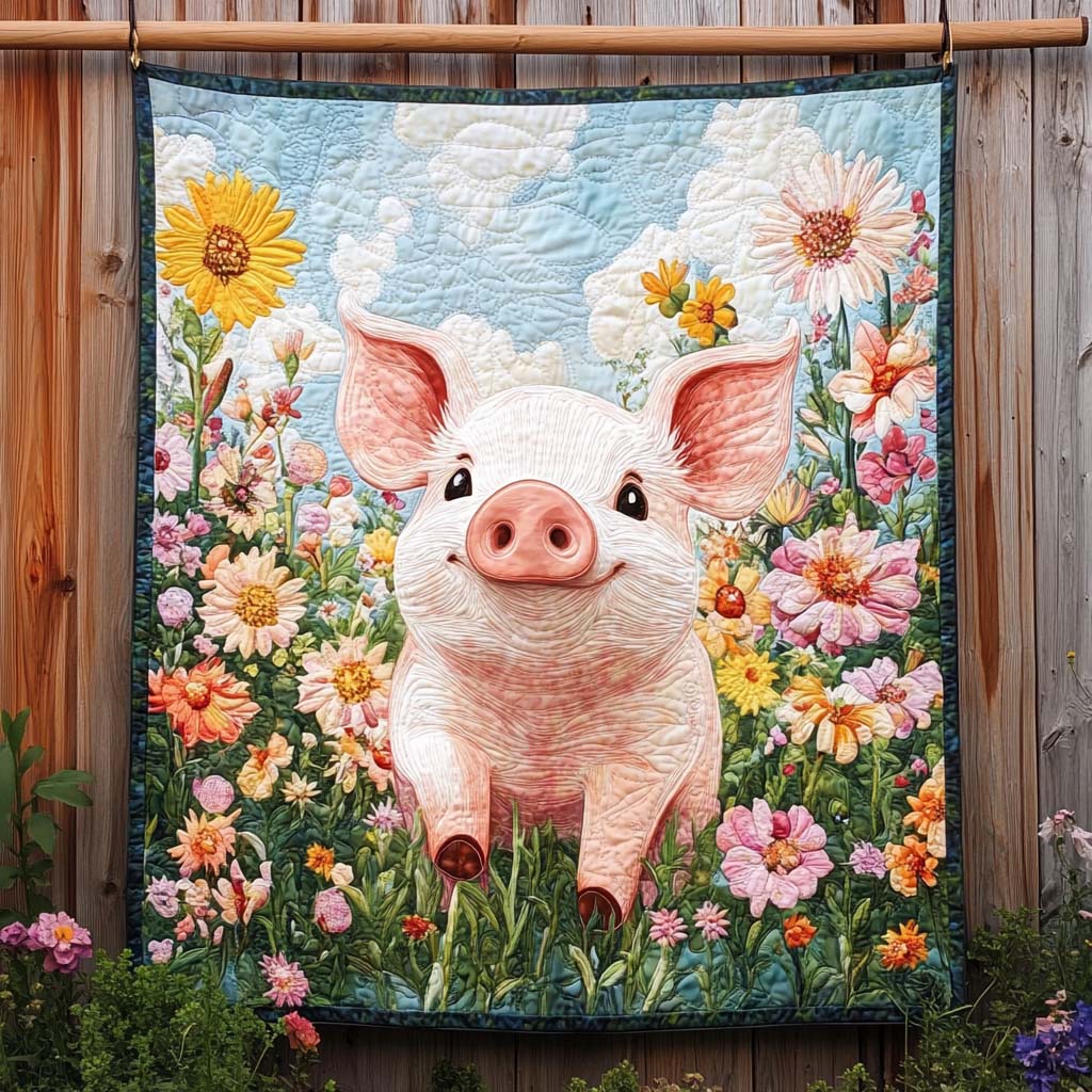 Gift For Pig Lovers Blanket, Adorable Curly Tail Pig In Bloom - Blanket - GoDuckee