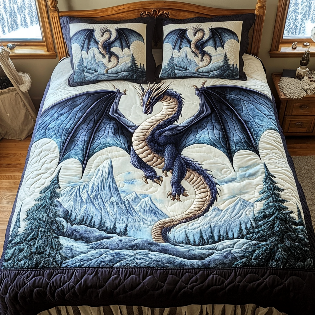 Gifts For Dragon Lover Quilt Bed Set Dragon Crest - Blanket - GoDuckee