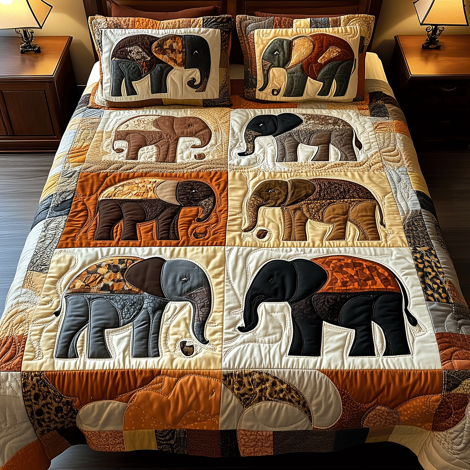 Gifts For Elephant Lover Quilt Bed Set Earthy Elephant Bliss - Blanket - GoDuckee