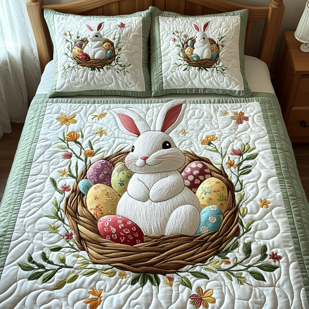 Gifts For Easter Quilt Bed Set Easter Bunny - Blanket - GoDuckee