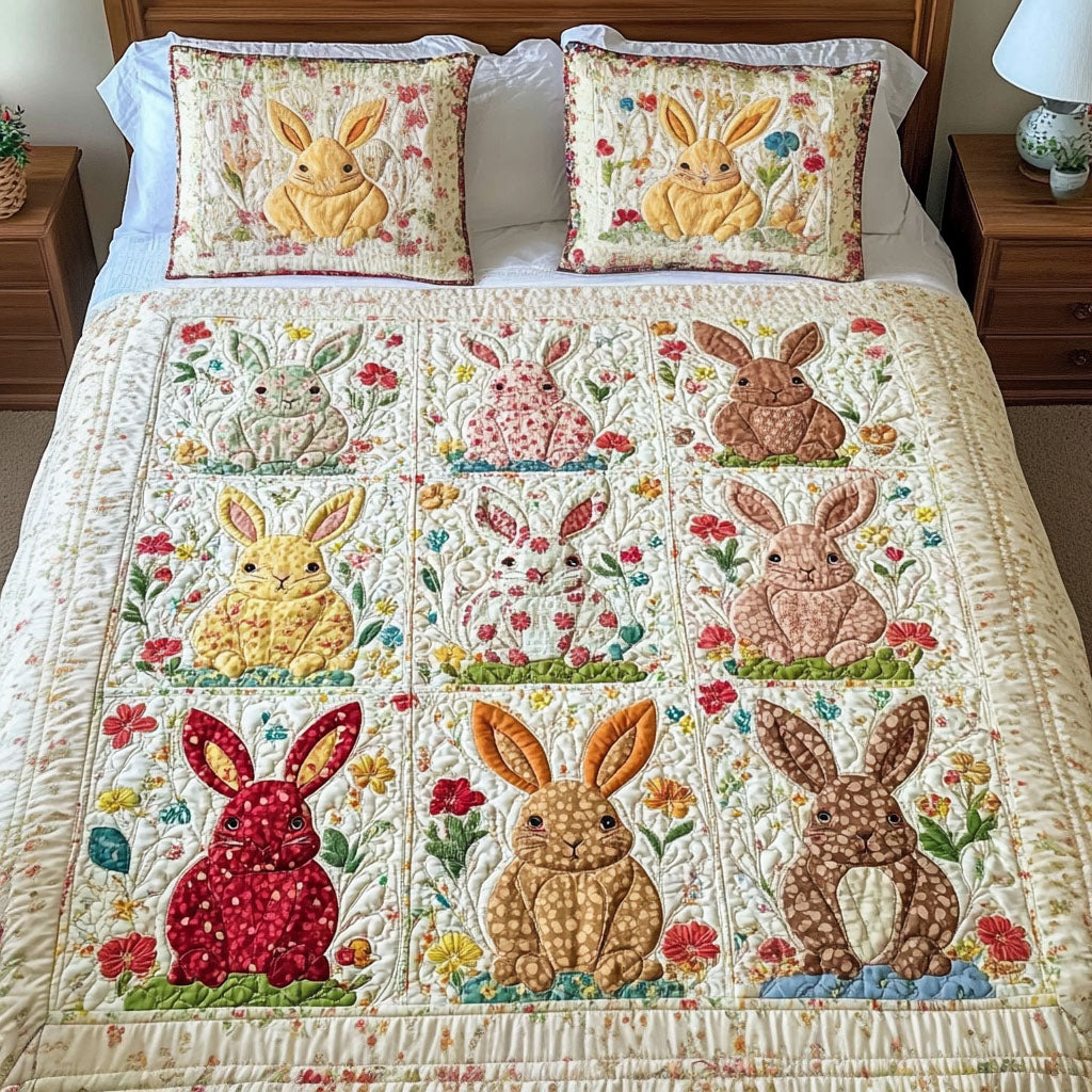 Gifts For Easter Quilt Bed Set Easter Bunny Meadow - Blanket - GoDuckee